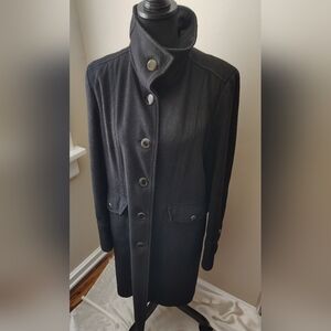 Kenneth Cole Women Long Wool Coat | Size 12 | Black And Purple